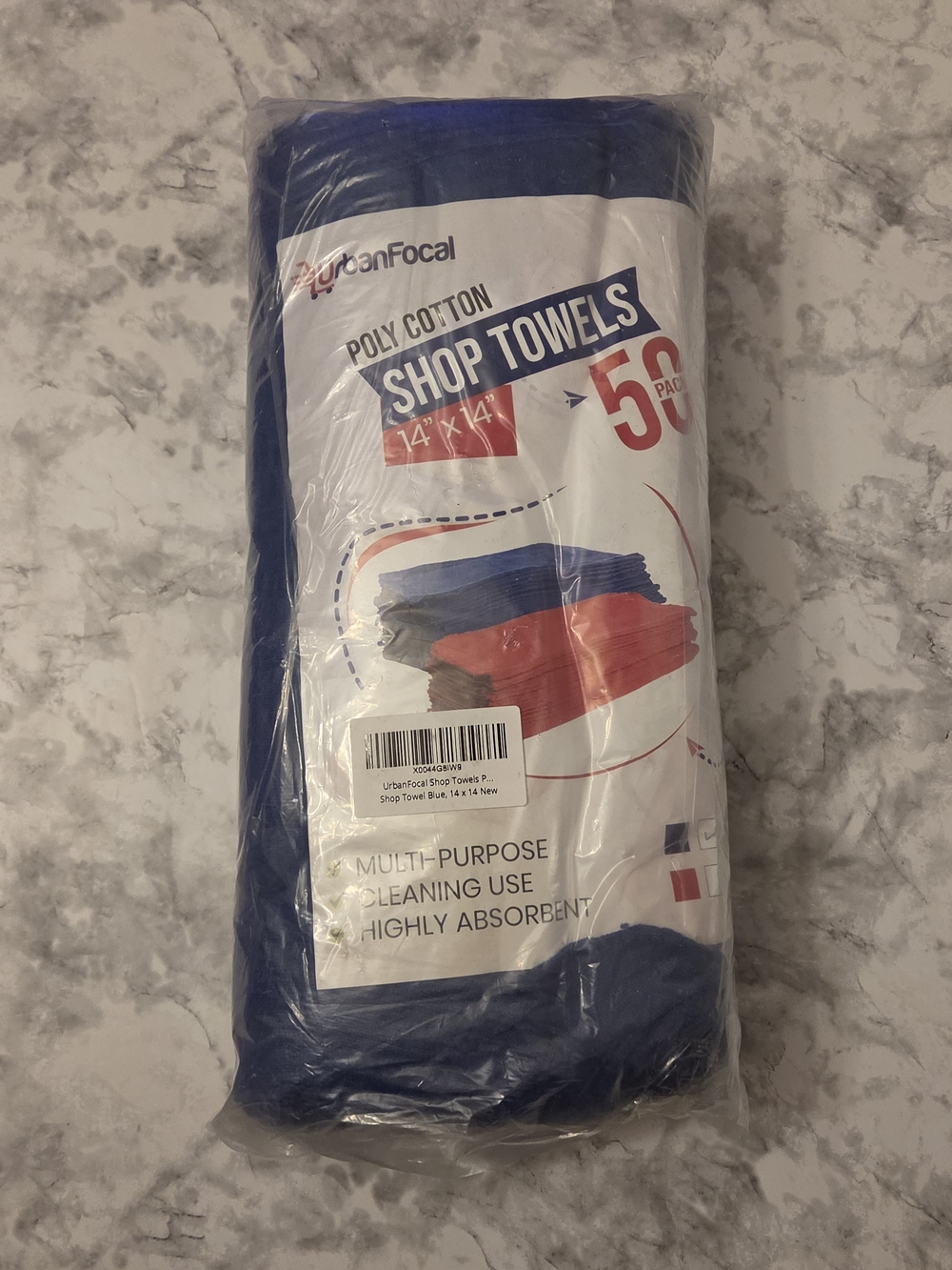 Urban Focal Poly Cotton Blue Shop Toewls 50 Pack - Multi Purpose Use